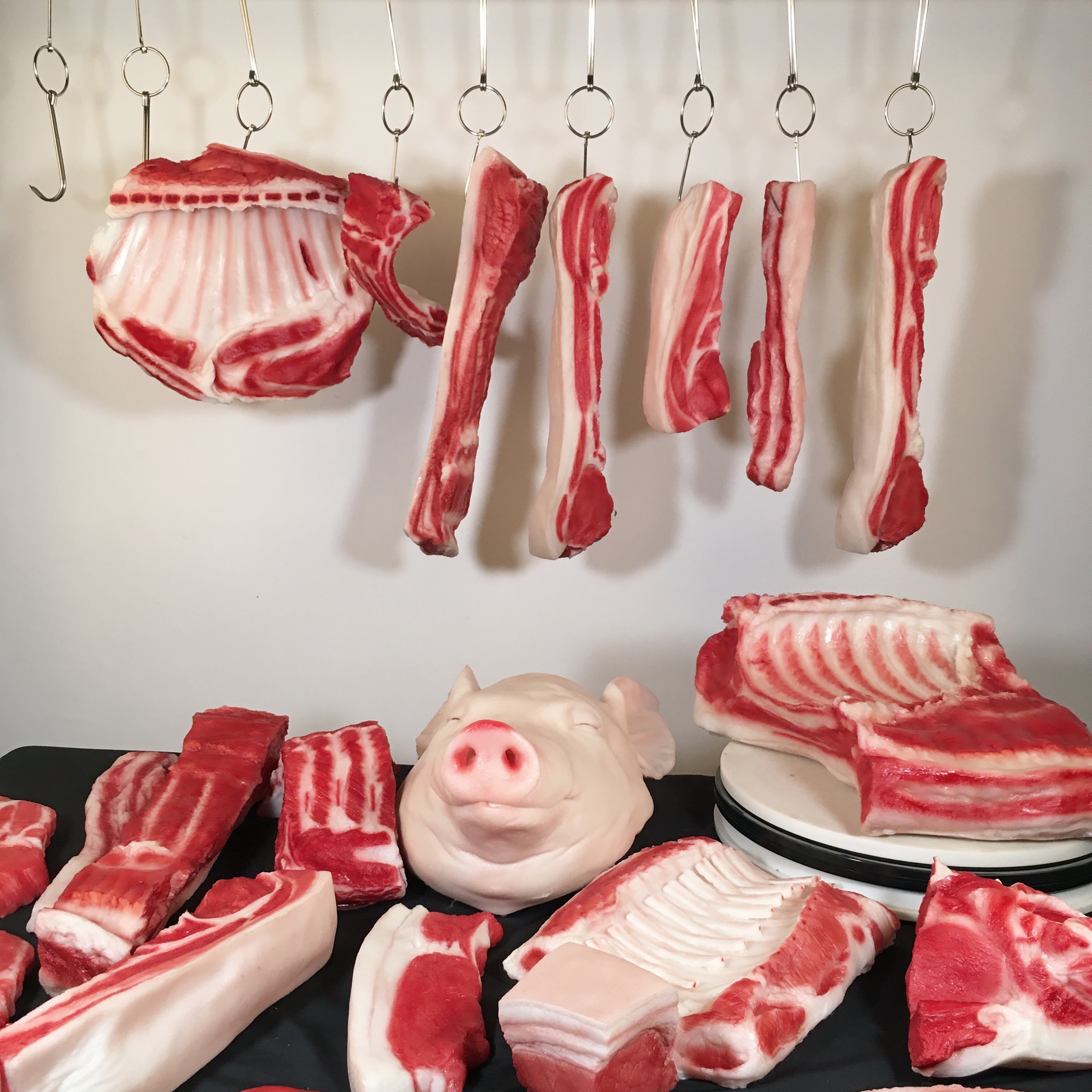 仿真猪肉模型生肉道具五花肉食物羊肉摆件展厅橱窗冷柜用品假猪头