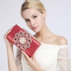 手包女小包手包潮时装包镶水钻珍珠包包 新款立体花朵镜面包韩国
