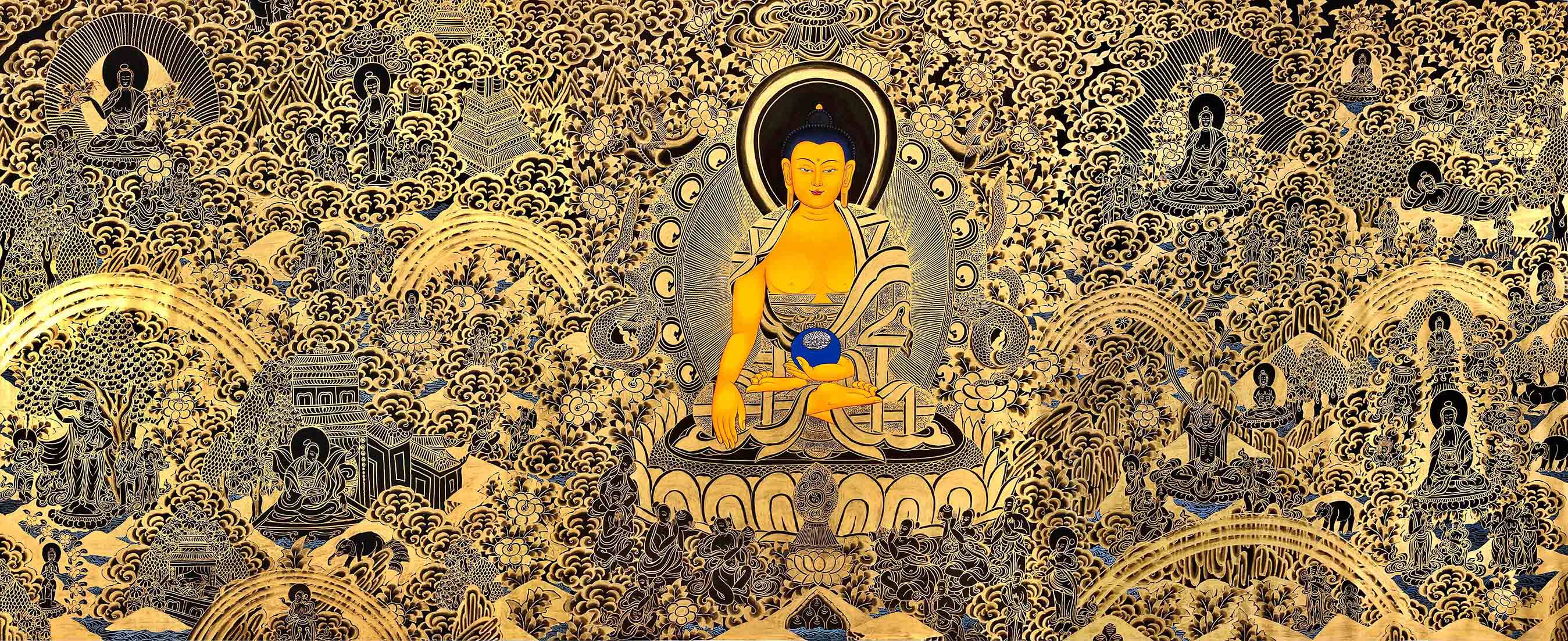 释迦摩尼佛描金唐卡静心减压手绘佛像涂色diy手绘填色装饰画