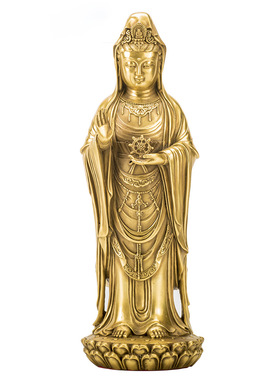 普陀山南海观音佛像站像法轮家用观世音菩萨像铜客厅摆件饰品家居