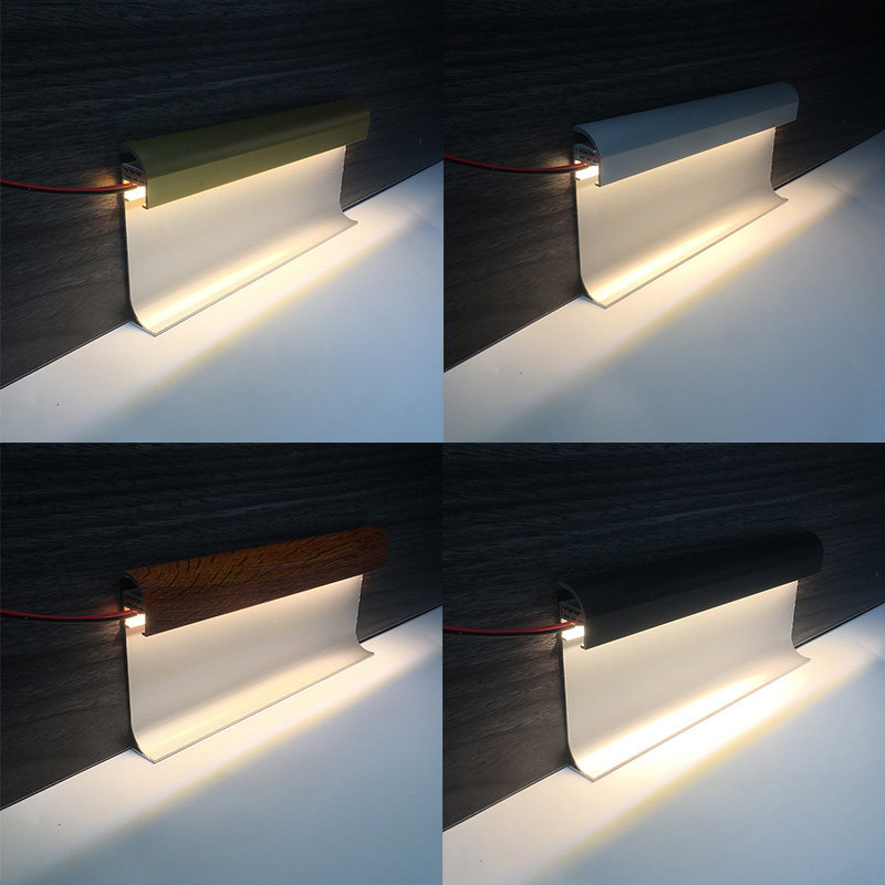 发光踢脚线嵌入式带led灯铝合金线槽明装线条灯过道隐形地脚灯带