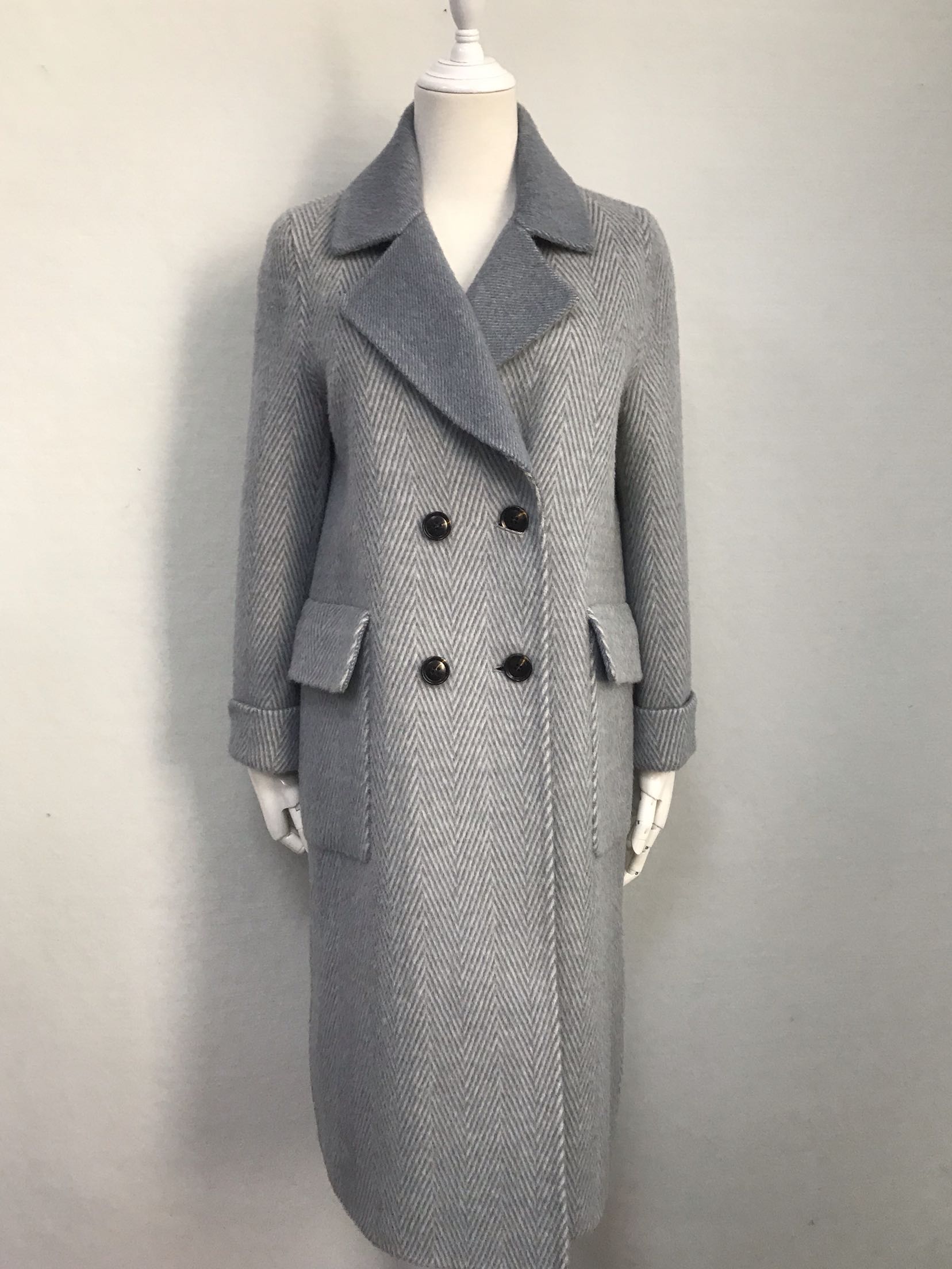 立领高端风衣式羊驼手工缝制双面羊绒羊毛大衣女秋冬新中长款已售0