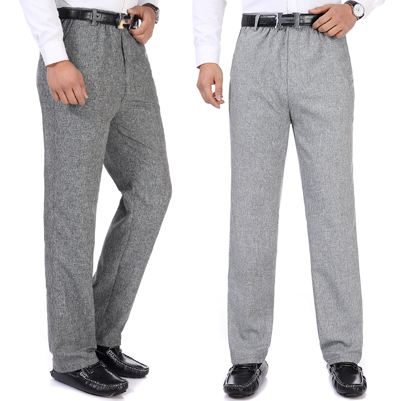 4o Spring and summer middle age Daddy Pants 5o Linen trousers 45 Elastic waist pants 50 many 55 Man trousersin the Men's clothing, Casual pants category - from Buy2taobao.com to provide professional Taobao agent buy service