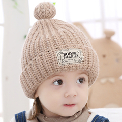 宝宝帽子冬天6-12个月加绒男女童帽1-2岁韩版儿童帽子护耳毛线帽