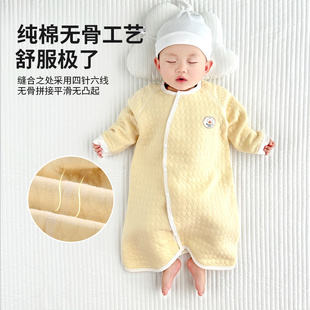 婴儿纯棉睡袍宝宝秋冬睡衣夹棉厚款儿童睡裙连体衣保暖睡袋防踢被