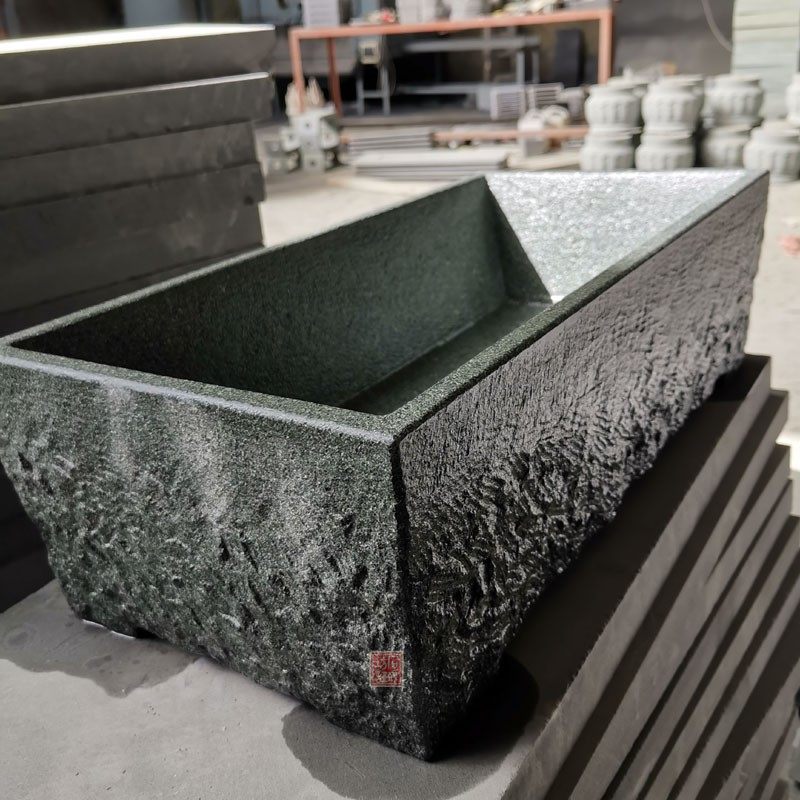 石头坊语青石槽鱼缸养鱼石盆马槽盆室内假山上水石天然原石花盆底