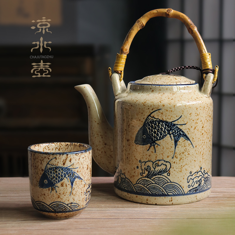 日式冷水壶家用陶瓷凉水壶凉白开水壶茶壶杯套装耐高温大容量客厅