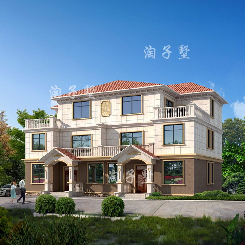 特价双拼别墅_农村别墅设计图纸 三层半乡村兄弟双拼自建房简约大气