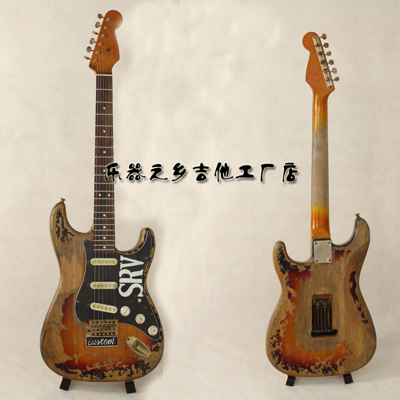 纯手工打造签名款式srv电吉他st电吉他复古做旧桤木韩产全金配件