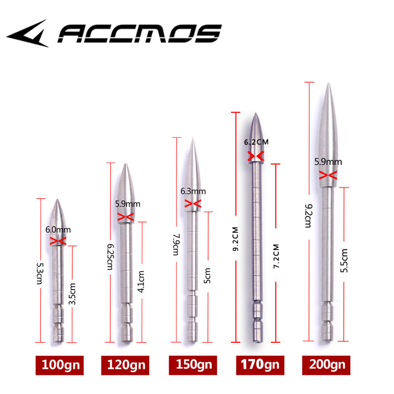 弓箭箭支打靶箭头4.2mm内径不锈钢vap破风靶箭头100 120 150格令