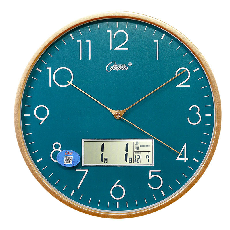 (今日1.4折)正品康巴丝挂钟客厅时尚时钟简约卧室静音挂表带日历大钟