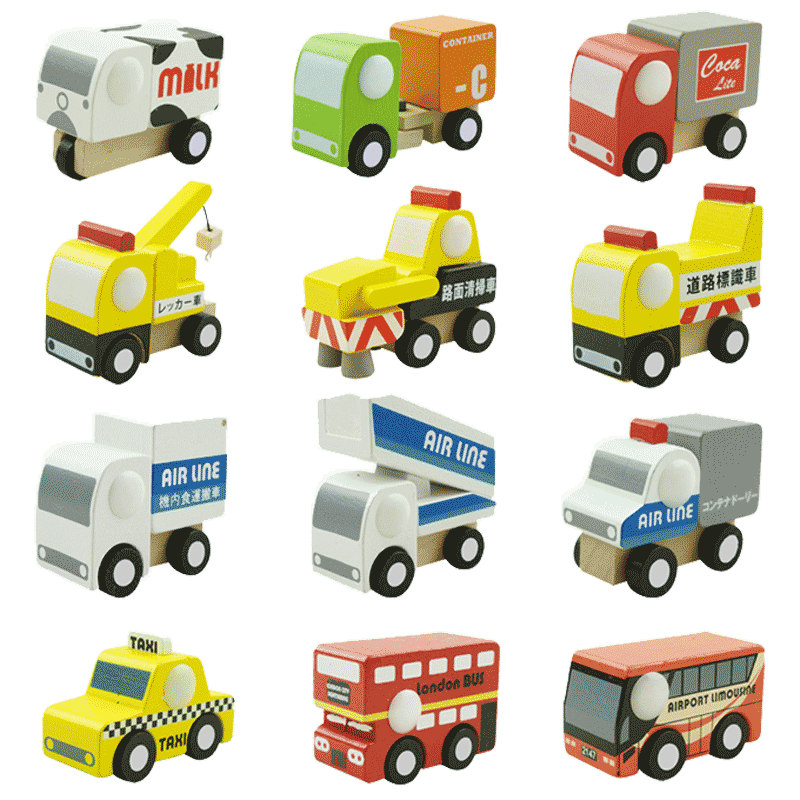 悠乐园 儿童汽车模型玩具 木制惯性小车 卡通玩具车 儿童益智礼物