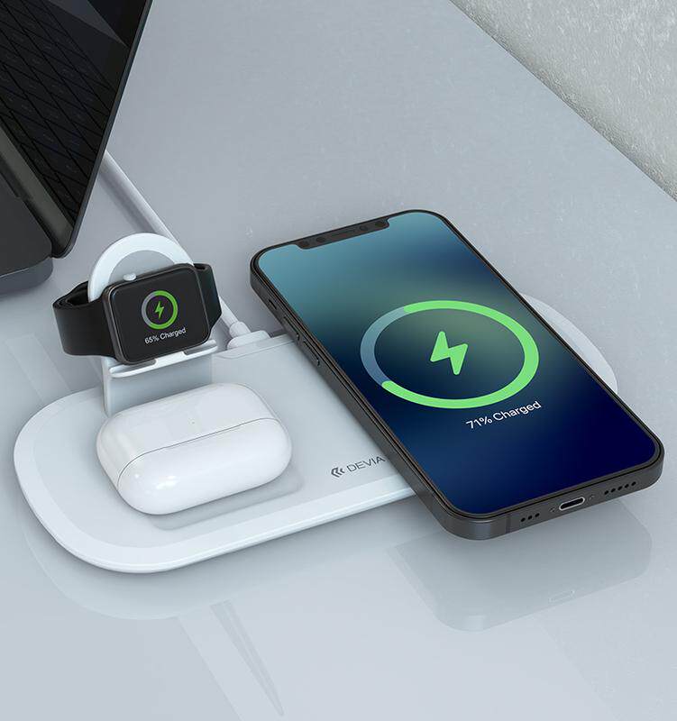 迪沃三合一无线充电器苹果12promax蓝牙耳机pods手表通用airpower