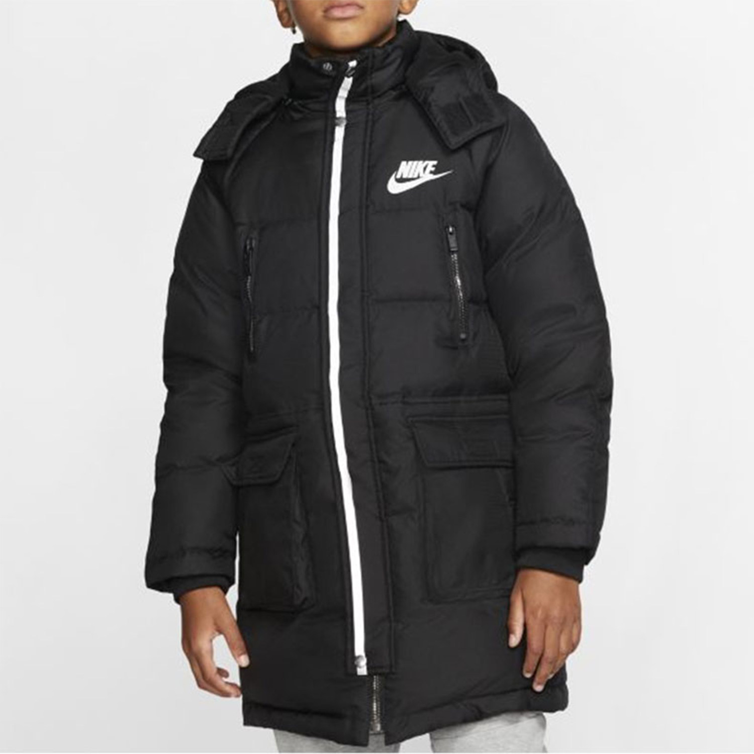 nike/耐克正品儿童大童冬季中长款连帽保暖运动休闲羽绒服cq8880