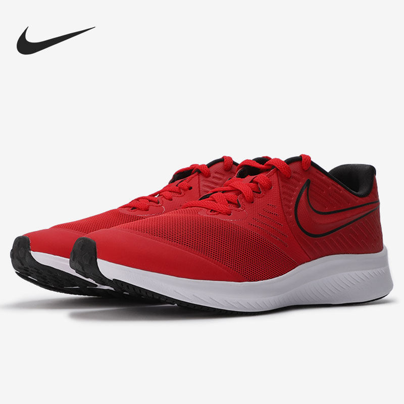 nike耐克正品跑步鞋2021春季大童新年款红色透气运动鞋aq3542