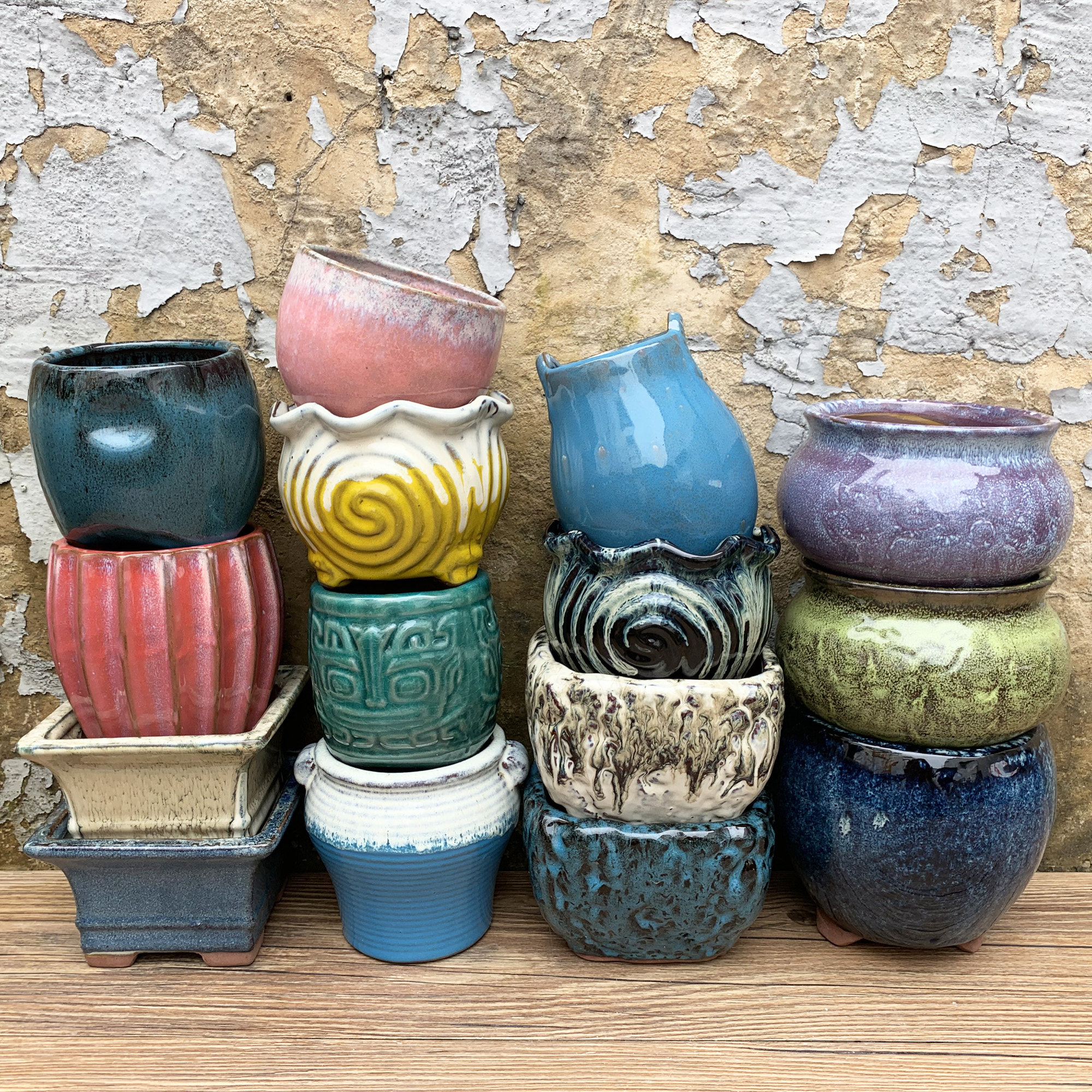 微瑕出多肉绿植粗陶罐子小简约陶瓷绿萝兰花盆景盆栽花盆复古手拉