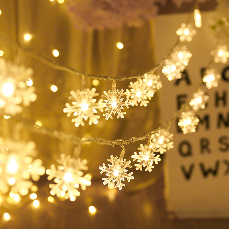 LED雪花灯串浪漫圣诞节日橱窗露营摆摊气氛布置装饰礼品星星彩灯