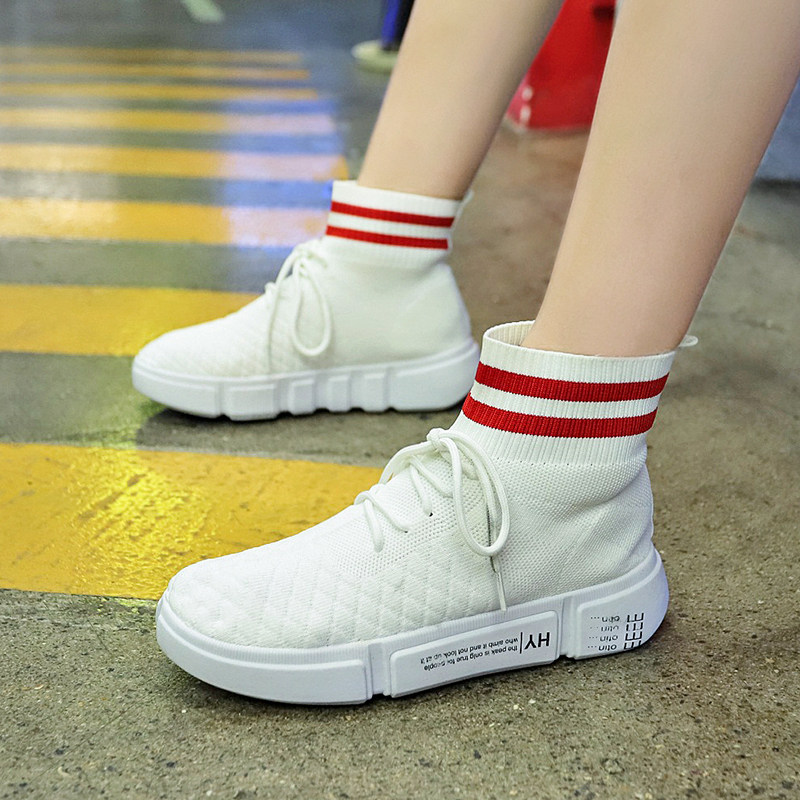 2018夏季新款弹力袜子鞋女韩版ulzzang潮百搭袜鞋高帮运动鞋女鞋
