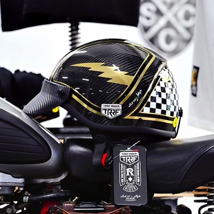 意大利TRRF 碳纤维半盔 摩托车复古头盔哈雷男女日式夏季瓢盔超轻
