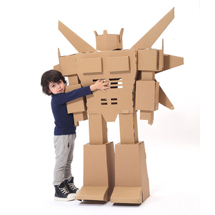 纸箱机器人玩具儿童拼装手工DIY创意幼儿园彩绘大型纸板制作模型