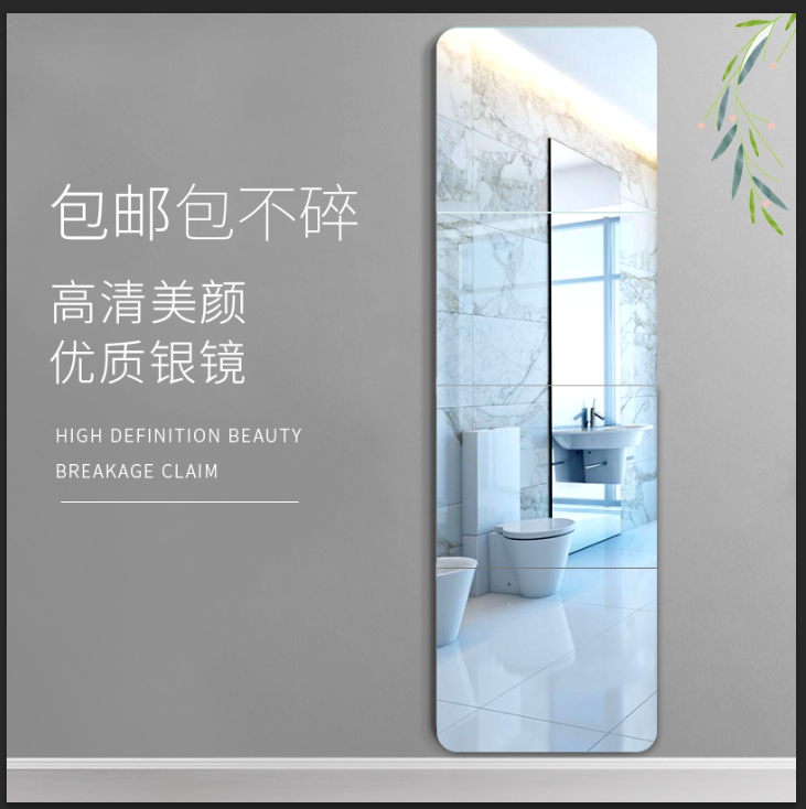 镜子全身穿衣镜贴墙试衣镜壁挂家用学生宿舍大服装店显瘦组合寝室优惠券