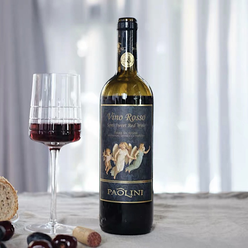 意大利paolini酒庄黑珍珠红酒半甜红葡萄酒