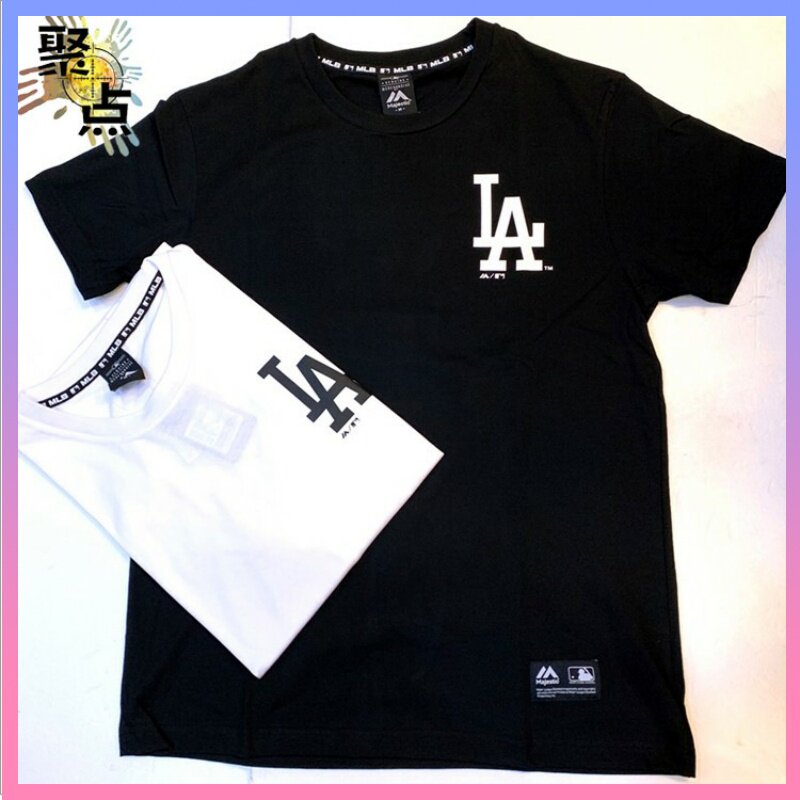聚点台湾专柜正品mlb洛杉矶道奇队la黑白小标棒球运动短袖t恤