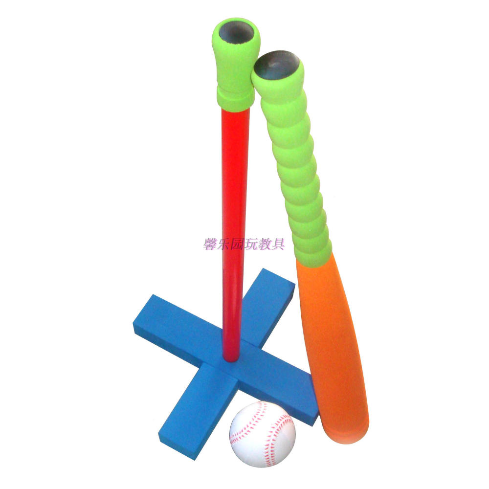 儿童棒球 软式带支架棒球玩具 垒球  五彩橡塑泡棉球手眼协调训练