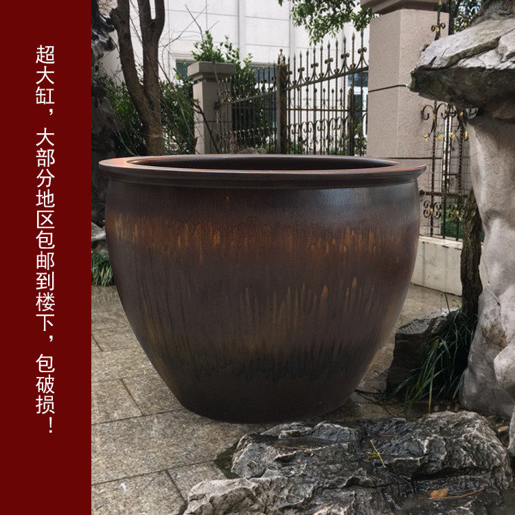 荷花缸陶瓷鱼缸特大锦鲤金鱼缸风水庭院睡莲水缸陶瓷