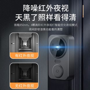 家用无线可视门铃带显示屏门口对讲视频无需WiFi提醒器摄像头夜视
