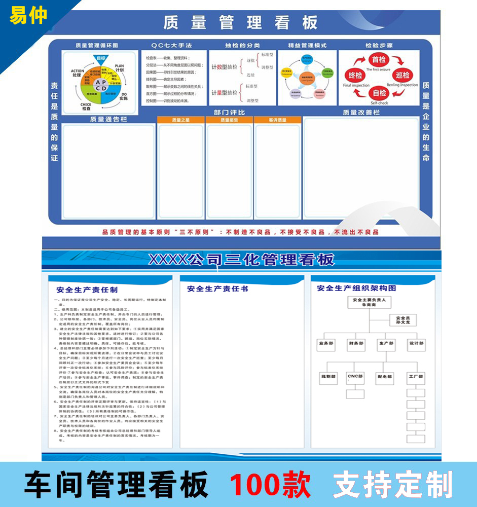 车间管理板看宣现场管理栏公告栏 6S宣传看板 钣金展板 安全标语