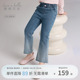 戴维贝拉女童牛仔裤儿童喇叭裤秋季新款女孩长裤女大童微喇裤童装
