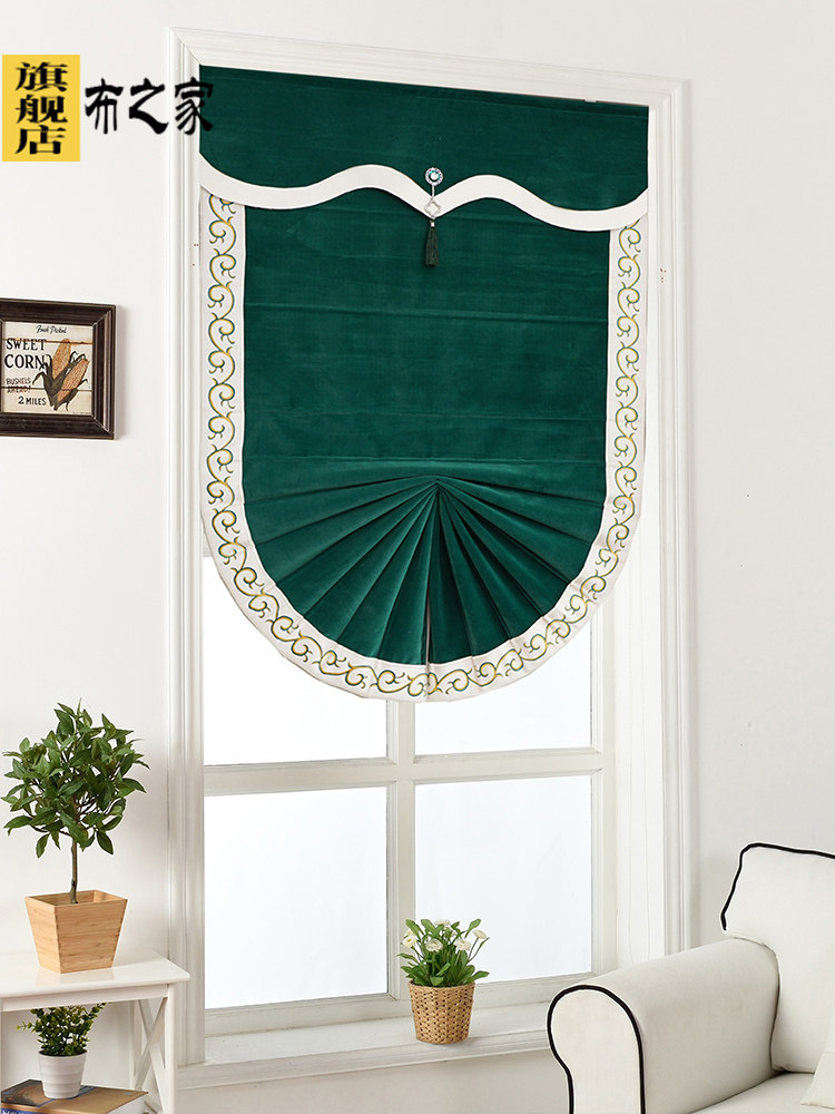 2021新款遮光绒布瑞祥窗帘轻奢简欧现代简约扇形卷帘升降帘罗马帘