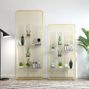 室玄关架子书架屏风架办公铁艺金色装饰隔断置物落地客厅金属