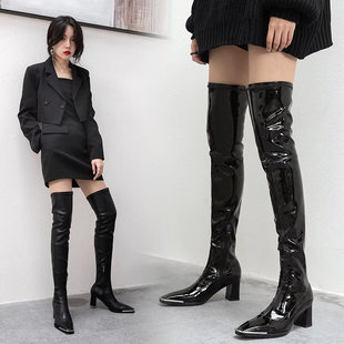 漆皮过膝靴 超长