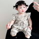 女宝宝夏季衣服纯棉公主碎花花边小飞袖爬服哈衣婴儿连体衣服夏