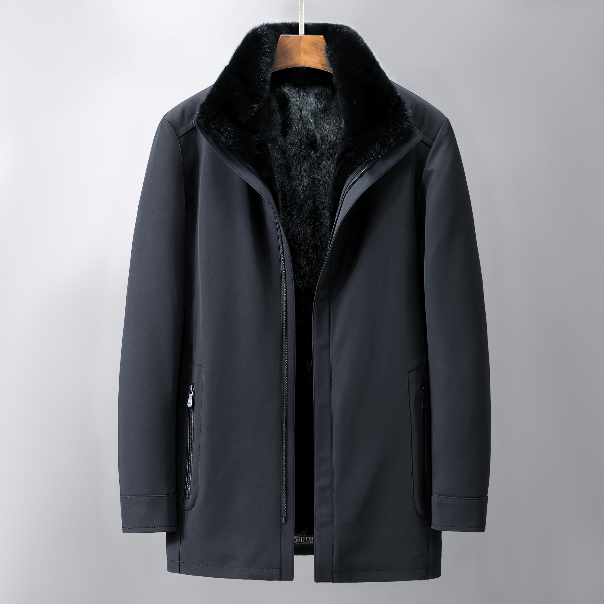 2022年皮草派克服男款皮毛一体整貂可拆卸貂皮貂毛内胆尼克服冬季