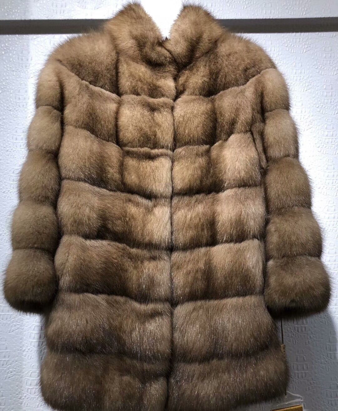 俄罗斯原色紫貂皮草外套女立领中长款整貂大衣冬季时髦气质上衣