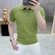 欧货针织短袖男士时尚休闲夏季半袖POLO冰丝翻领百搭上衣纯色薄款