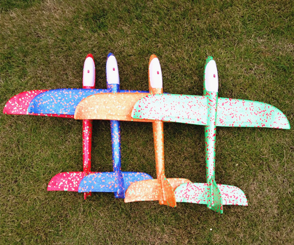 泡沫飞机 儿童手抛滑翔机回旋特技飞机拼装飞机模型带灯 网红飞机
