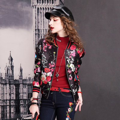 欧洲站2018春装新款时尚印花短外套女潮牌立
