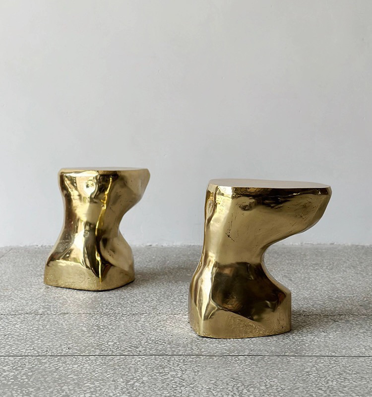 设计师款个性黄铜异形墩子客厅轻奢创意茶几家用化妆矮凳