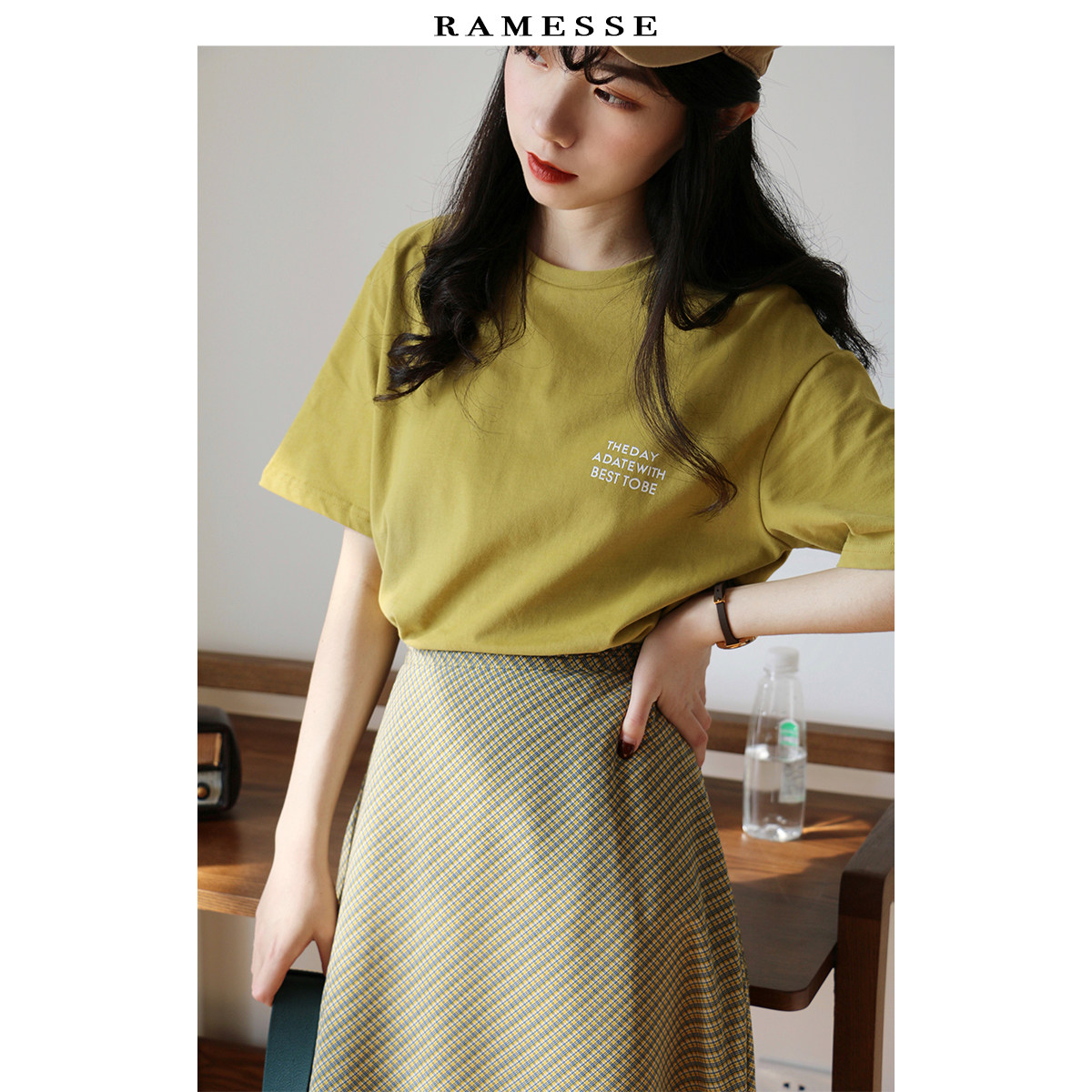 特价英文字母_ramesse | 显白色系纯棉t恤简约清新英文字母短袖女春夏