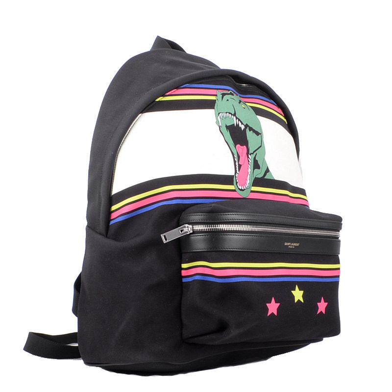 [9.9新]未使用圣罗兰ysl黑色帆布恐龙双肩包slp街拍款