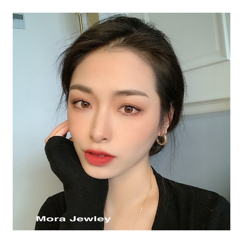 Mora Jewelry 高品质冷淡风小众 交叉几何通勤圆圈耳环高级感耳饰