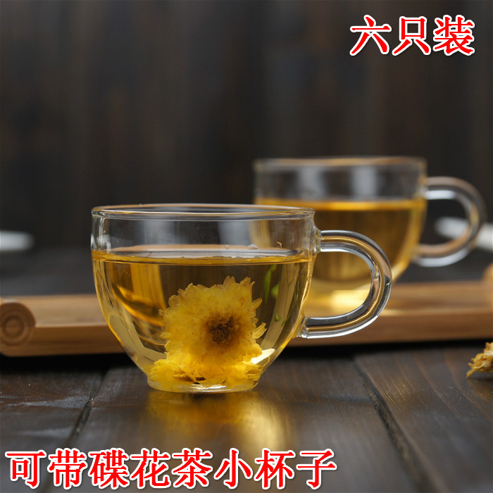 耐热透明小杯套装玻璃花茶杯咖啡水杯创意杯子茶具带把泡茶办公杯