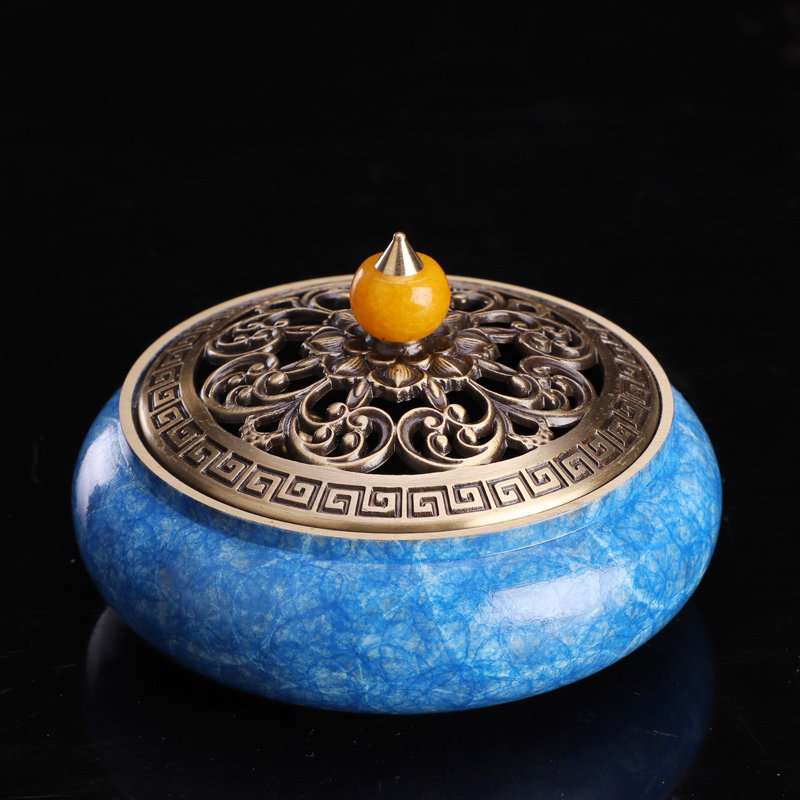 香炉纯铜 香篆炉 家用室内创意摆件香薰炉禅意檀香炉 盘香炉 供佛