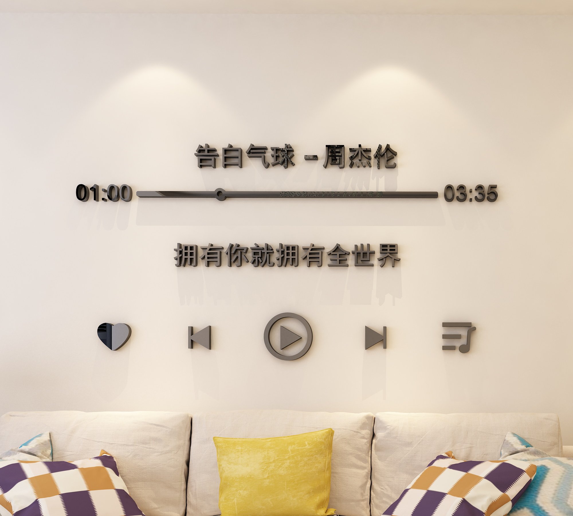 歌词3d立体墙贴画客厅卧室温馨网红出租屋墙纸自粘创意装饰品定制