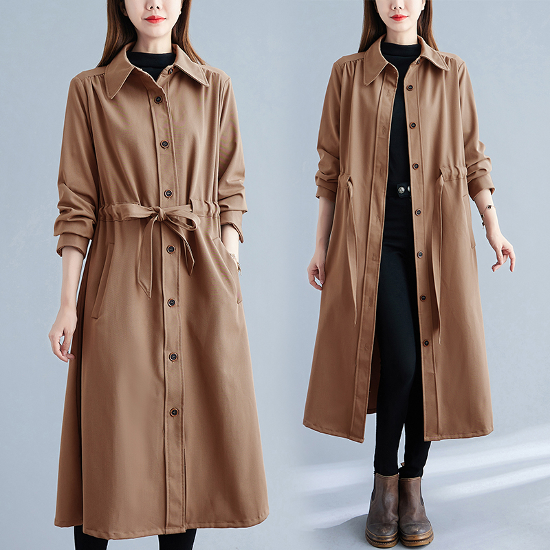 2021秋新款时尚薄款风衣女气质中长款修身流行外套,女装风衣,依品轩