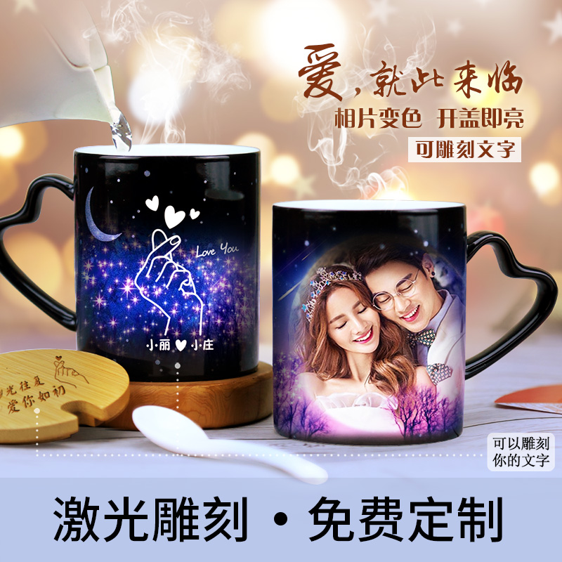 創意個性定制照片愛心變色杯子陶瓷馬克杯帶蓋勺潮流水杯咖啡杯女在類目 餐飲具, 杯子/水杯/水壺, 馬克杯中 - 來自Buy2taobao.com提供專業的淘寶代購服務